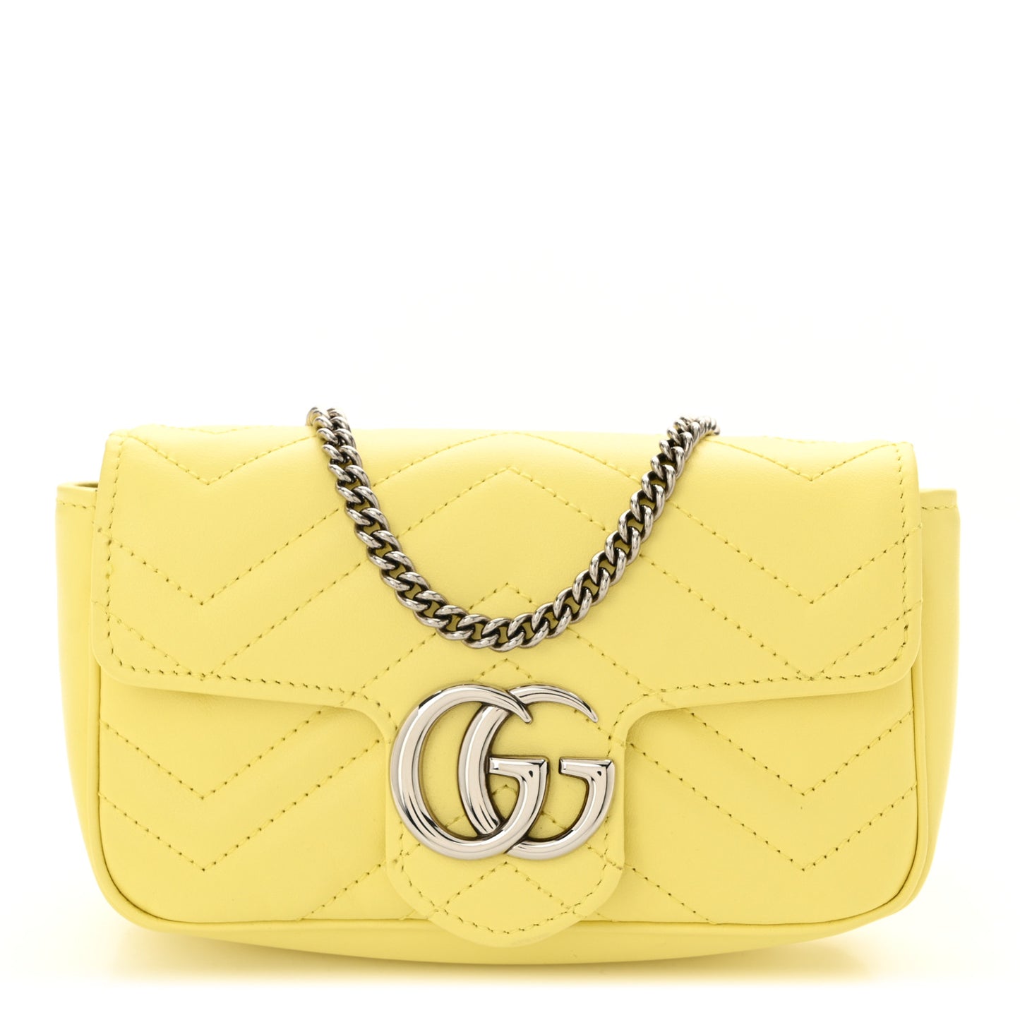 Calfskin Matelasse Super Mini GG Marmont Shoulder Bag Banana