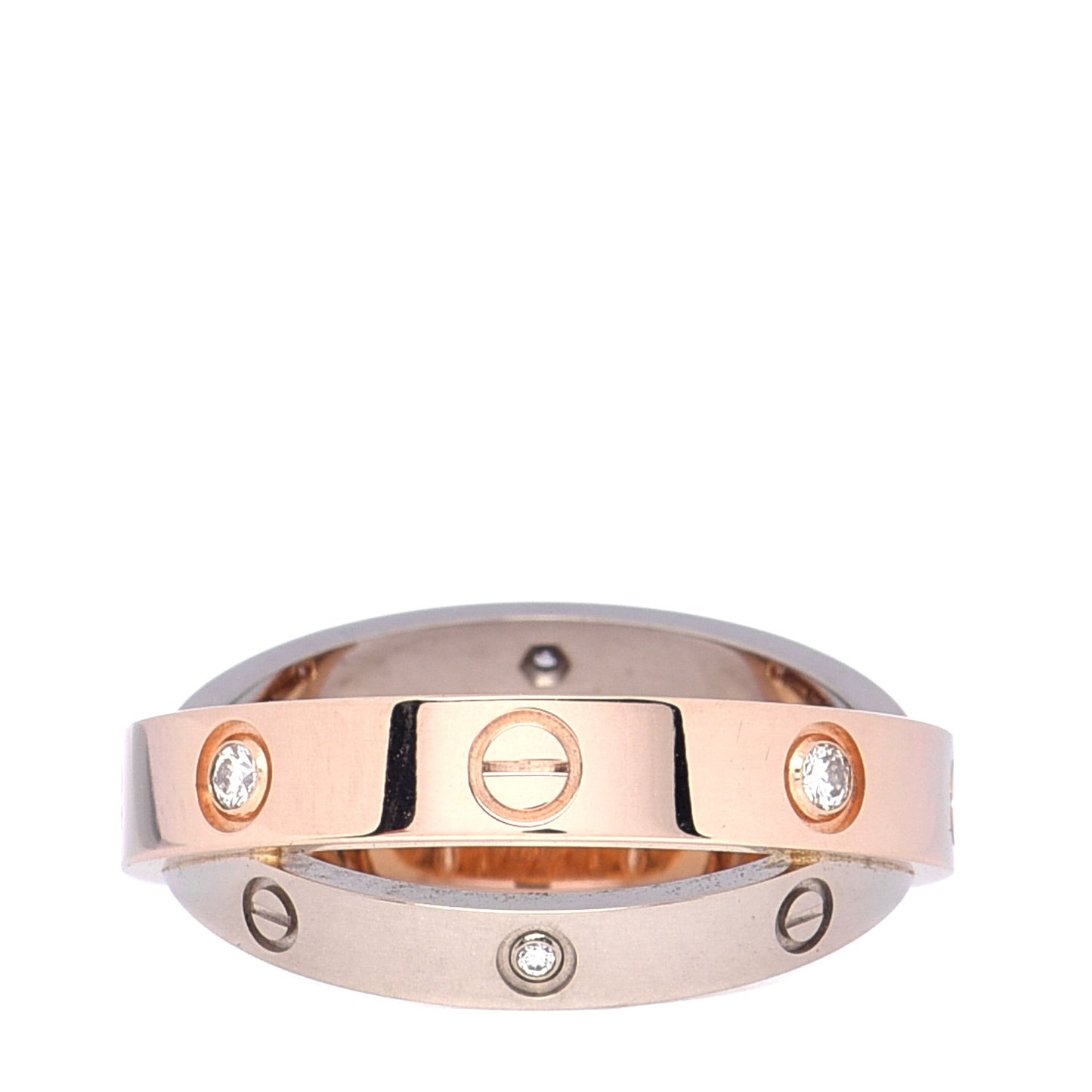 18K Pink White Gold 6 Diamonds LOVE Ring 48 4.5