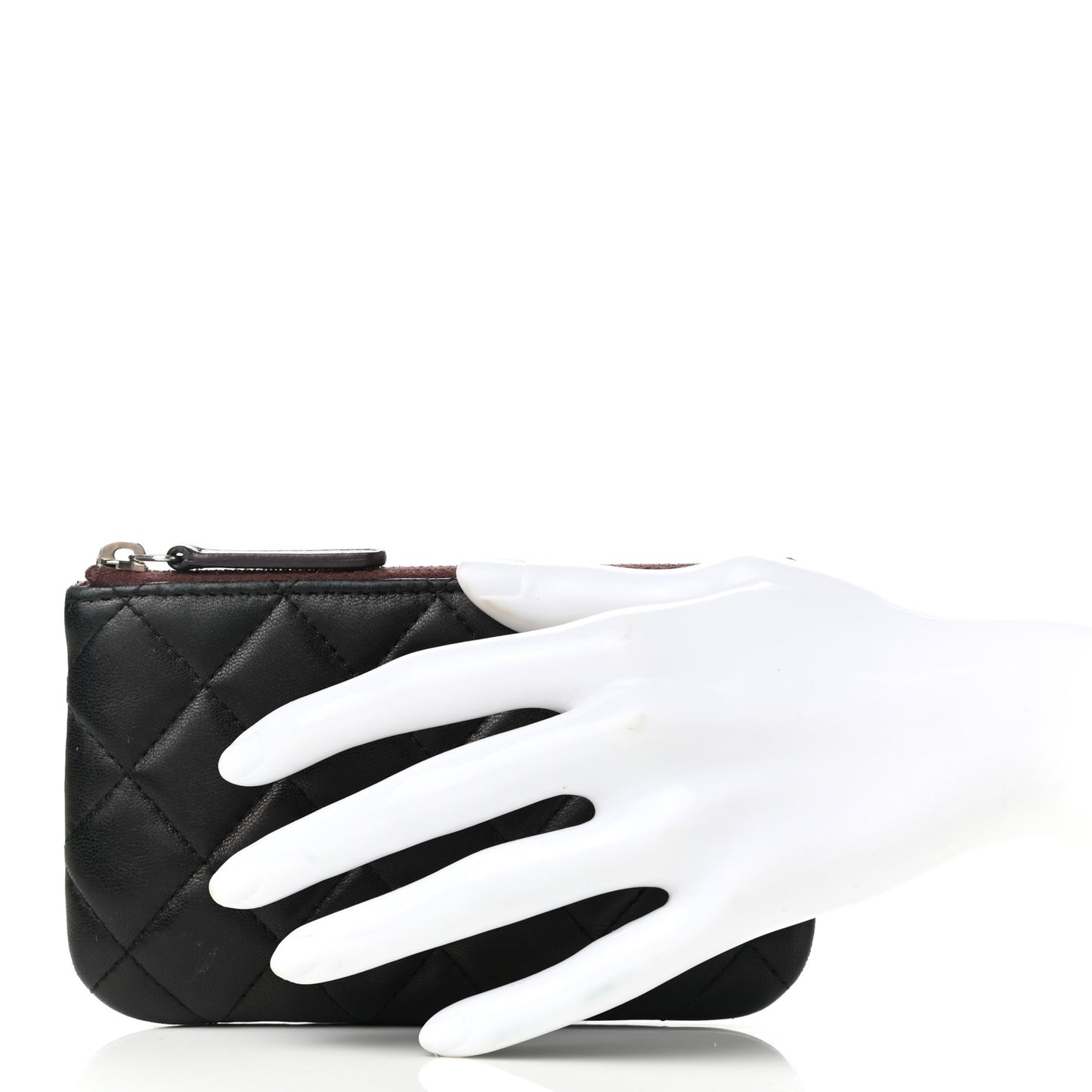 Lambskin Quilted Small Cosmetic Case Black