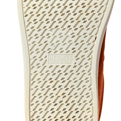 Hermes Chevre Velours Womens Quicker Sneakers 38 Orange Brulee Black 7 of 10