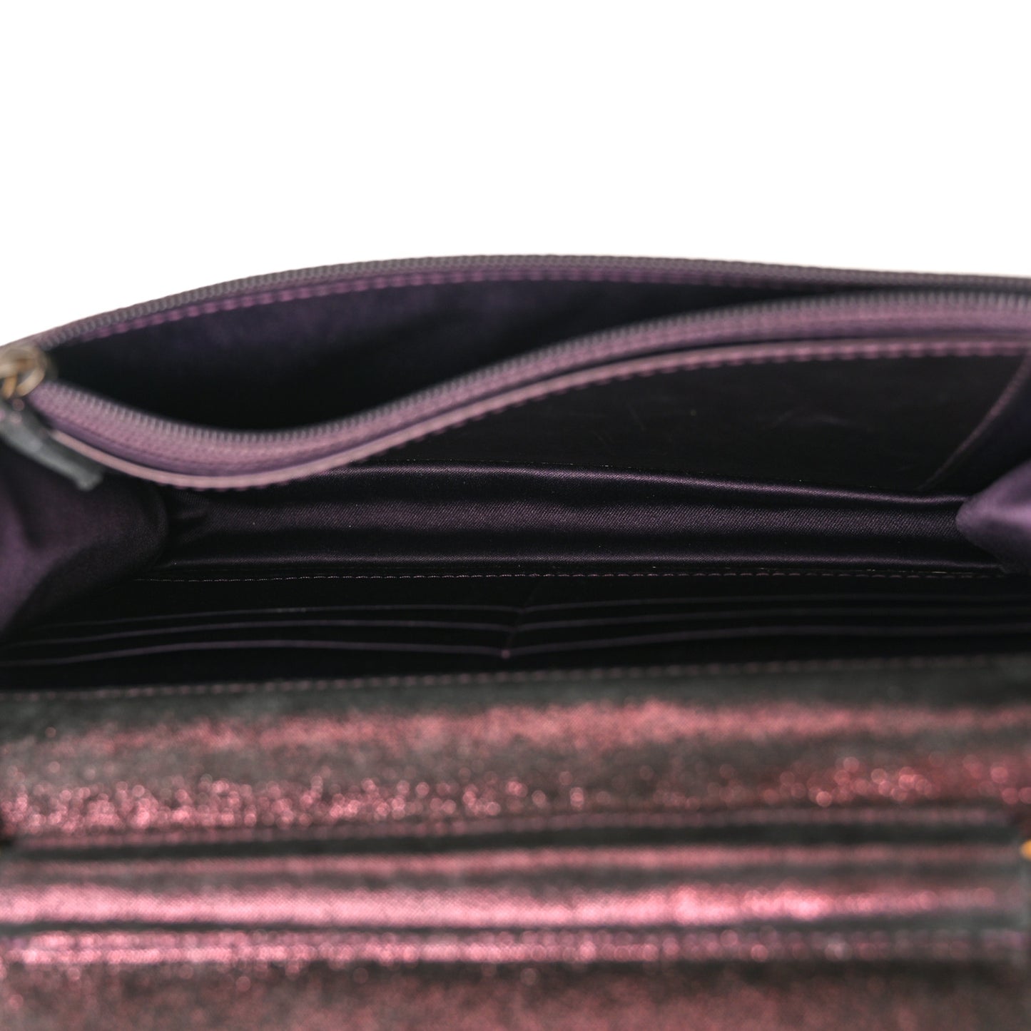 Iridescent Calfskin Quilted Tartan Button Wallet on Chain WOC