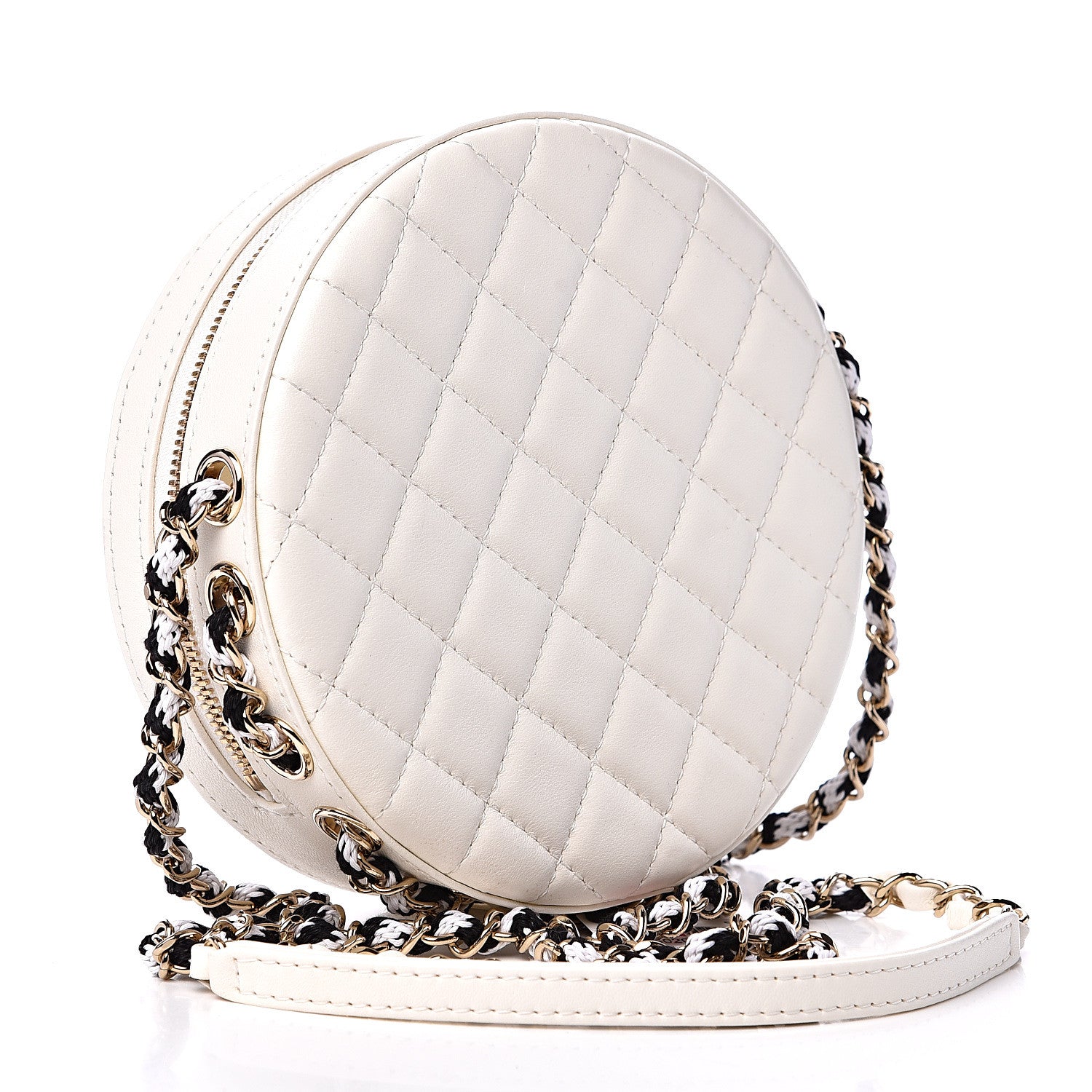Chanel Lambskin Coco Lifesaver Round Bag Black White 2 of 8
