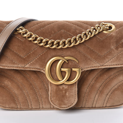 Gucci Velvet Matelasse Mini GG Marmont Shoulder Bag Taupe 11 of 11