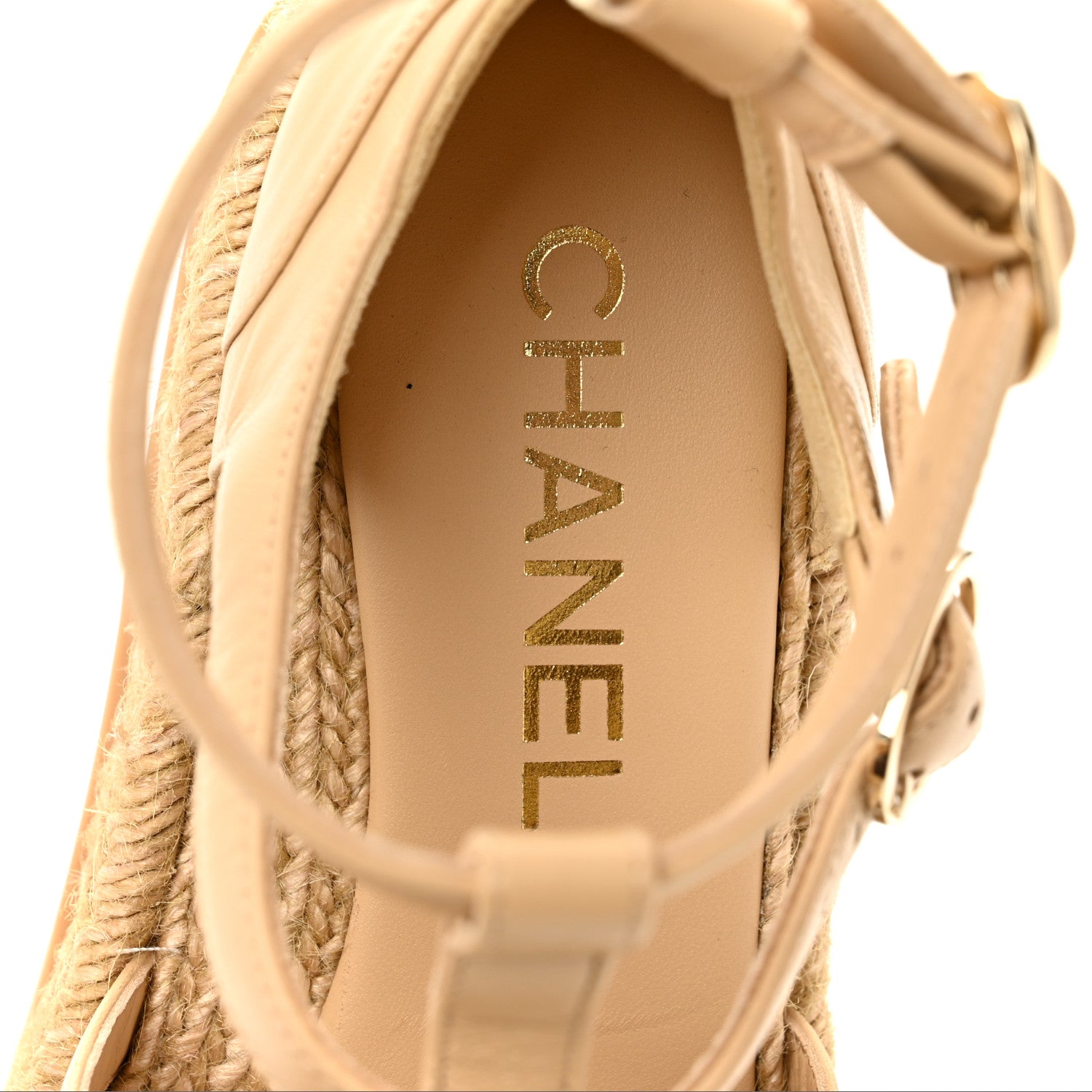 Chanel Lambskin Espadrille Sandals 37 Beige 7 of 9