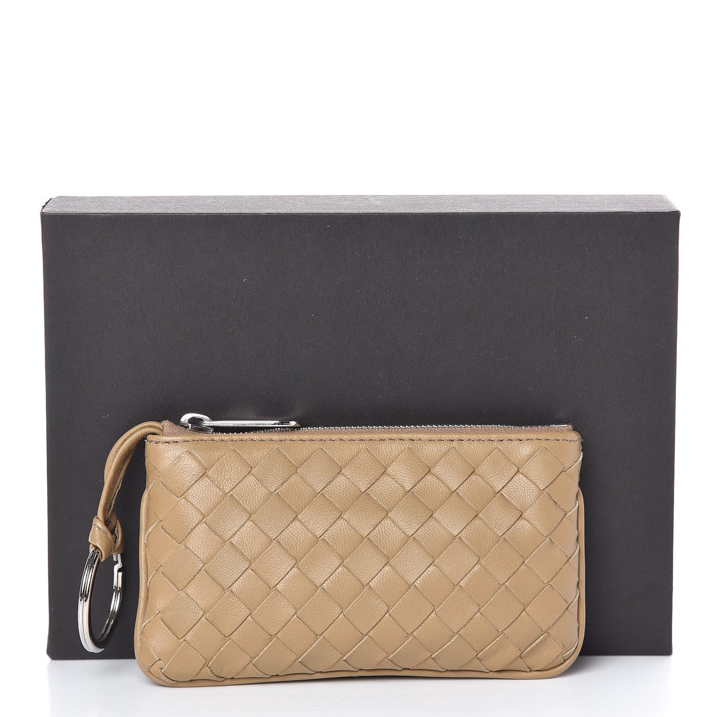 Nappa Intrecciato Key Holder Camel