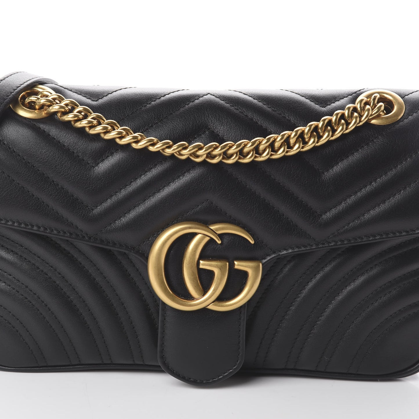 Calfskin Matelasse Small GG Marmont Shoulder Bag Black