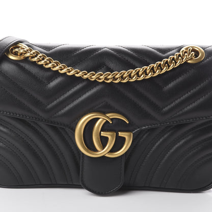 Gucci Calfskin Matelasse Small GG Marmont Shoulder Bag Black 8 of 8