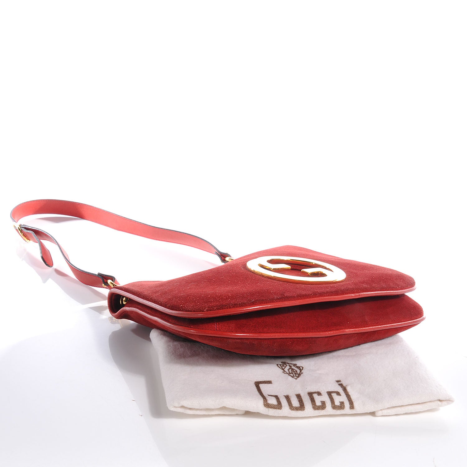 Gucci Suede GG Shoulder Bag Red 4 of 8