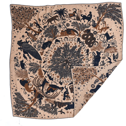 Hermes Silk Sous Le Charme d'Orphee Double Face Scarf 140 Caramel Caban Noisette 3 of 4