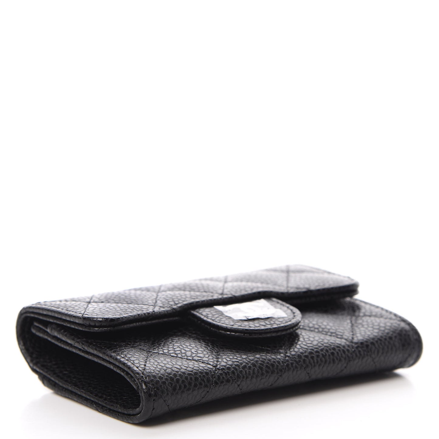 Caviar Quilted Flap Card Holder Black