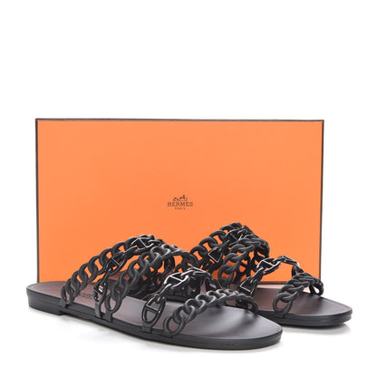Hermes Rubber Chaine d'Ancre Nude Sandals 39 Black 8 of 8