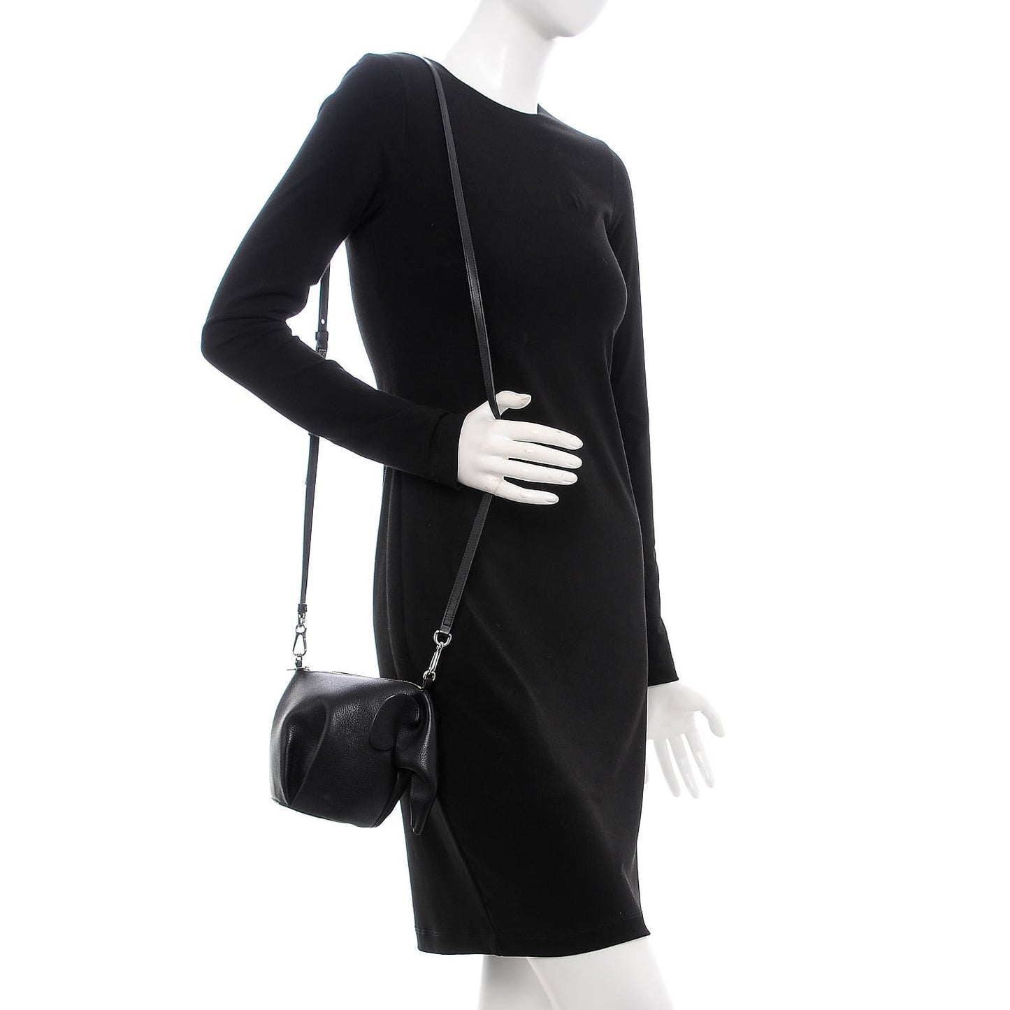 Calfskin Mini Elephant Crossbody Bag Black