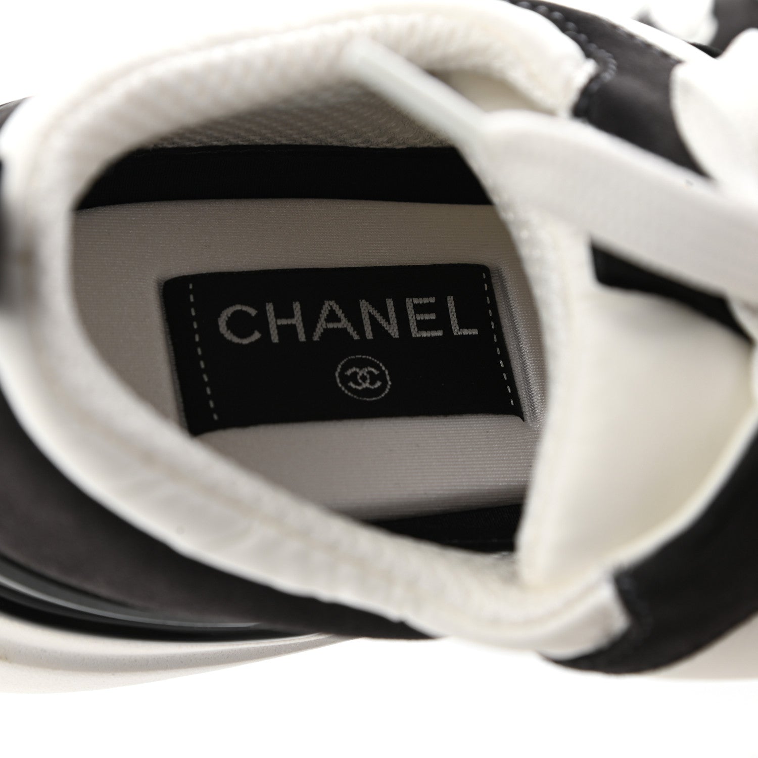 Chanel Nylon Suede Calfskin CC Sneakers 41 White Dark Grey 7 of 9