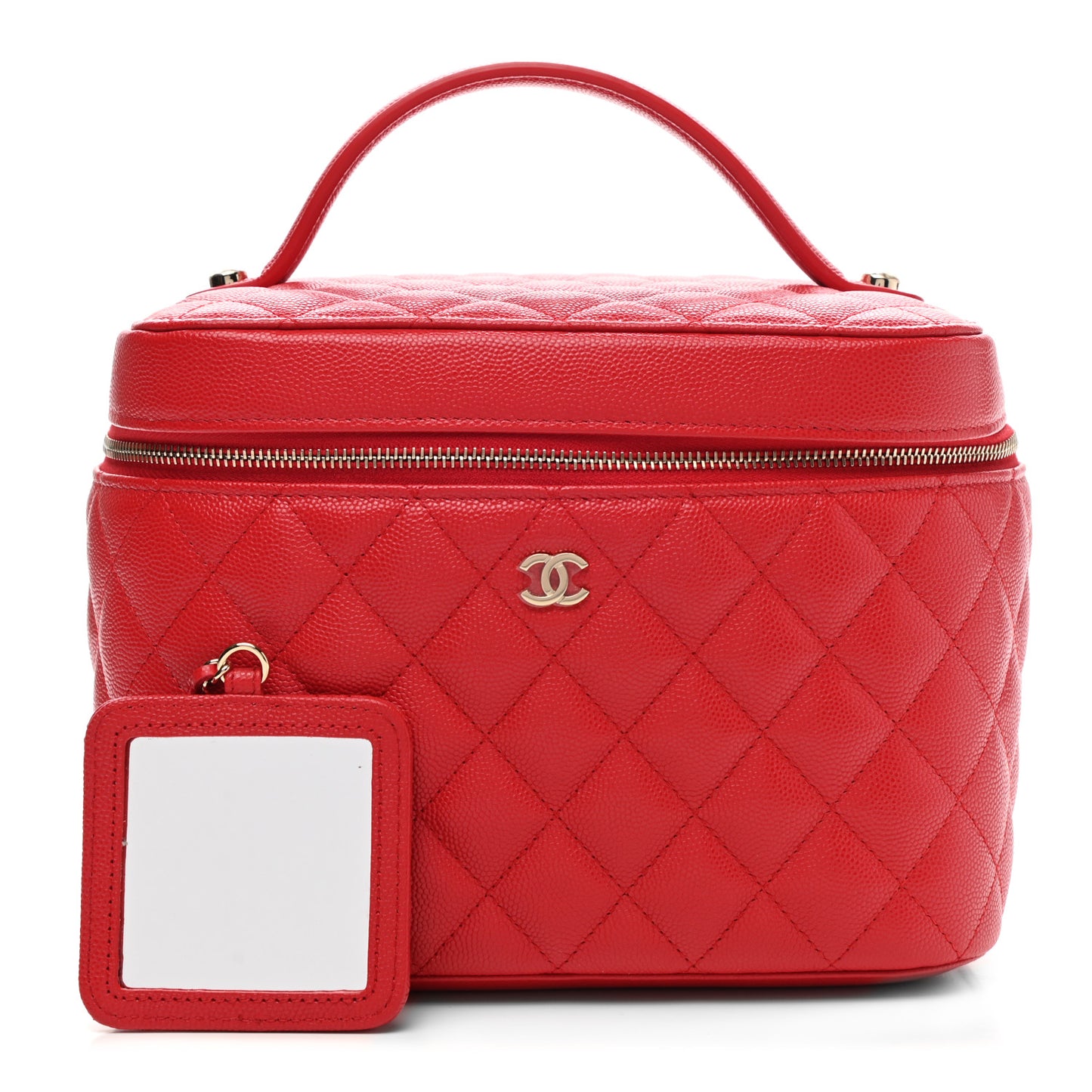 Caviar Quilted Large Vanity Pouch Red