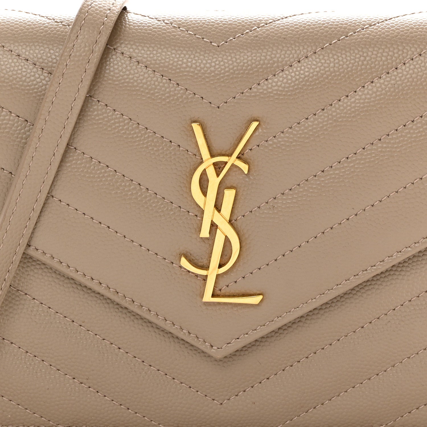 Saint Laurent Grain De Poudre Matelasse Chevron Monogram Envelope Chain Wallet 8 of 10