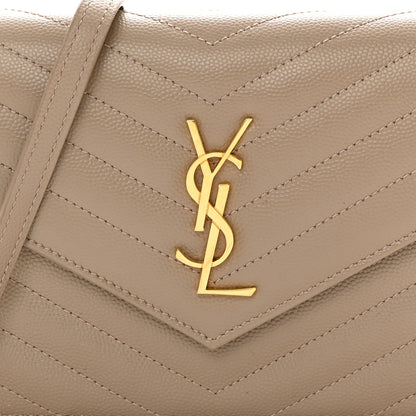 Saint Laurent Grain De Poudre Matelasse Chevron Monogram Envelope Chain Wallet 8 of 10