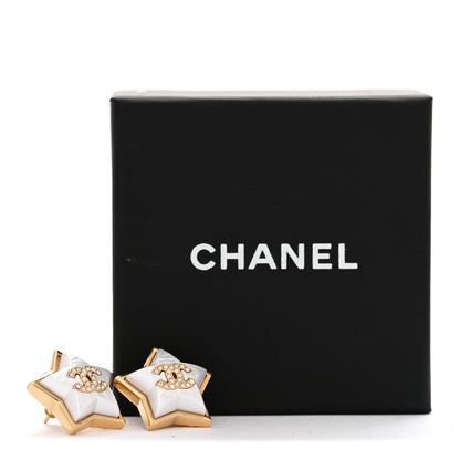 Chanel Pearl Crystal CC Bee Earrings Gold Green Gold 5 of 5