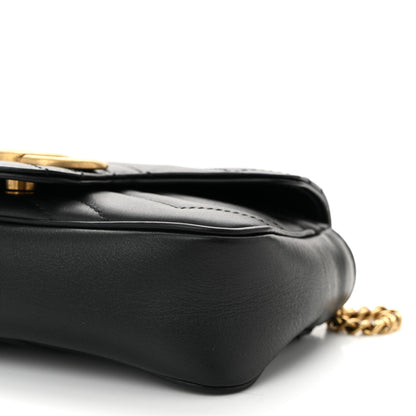 Gucci Calfskin Matelasse Super Mini GG Marmont Shoulder Bag Black 10 of 10