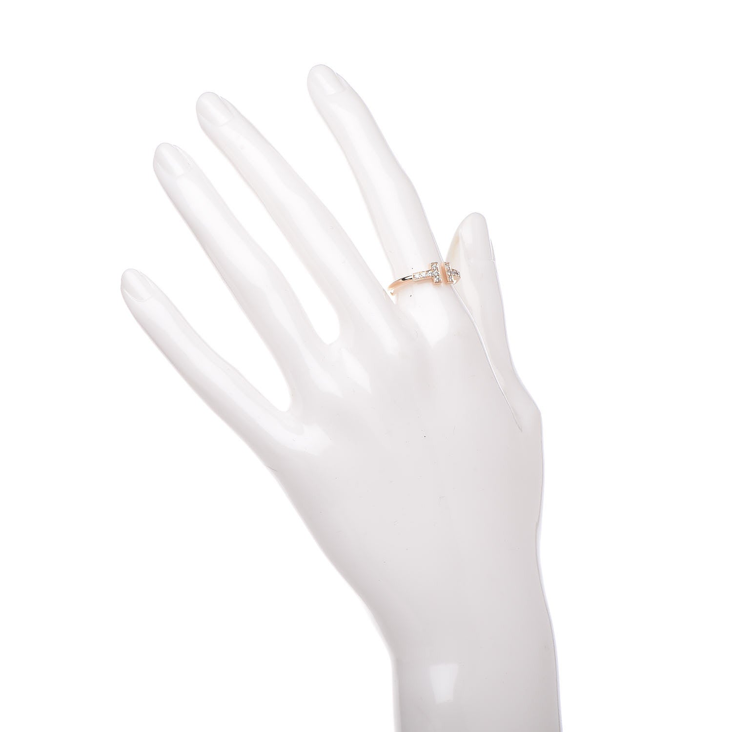 Tiffany 18K Rose Gold Diamond T Wire Ring 53 6.5 2 of 5