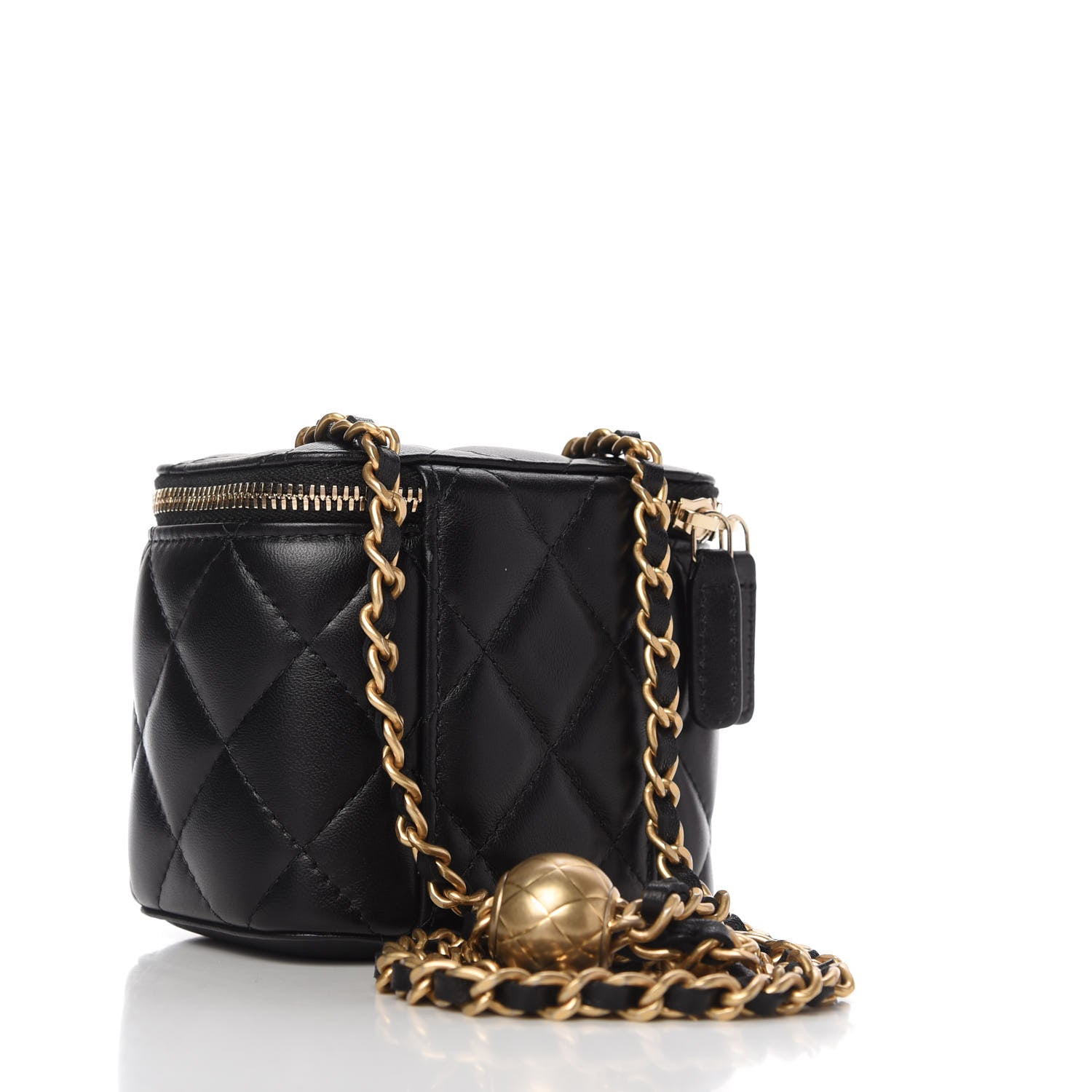 Chanel Lambskin Quilted Mini Pearl Crush Vanity Case With Chain Black 1 of 8