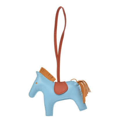 Hermes Milo Lambskin Grigri Rodeo Horse Bag Charm MM Celeste Naturel Bouton D'Or Cornaline 1 of 3
