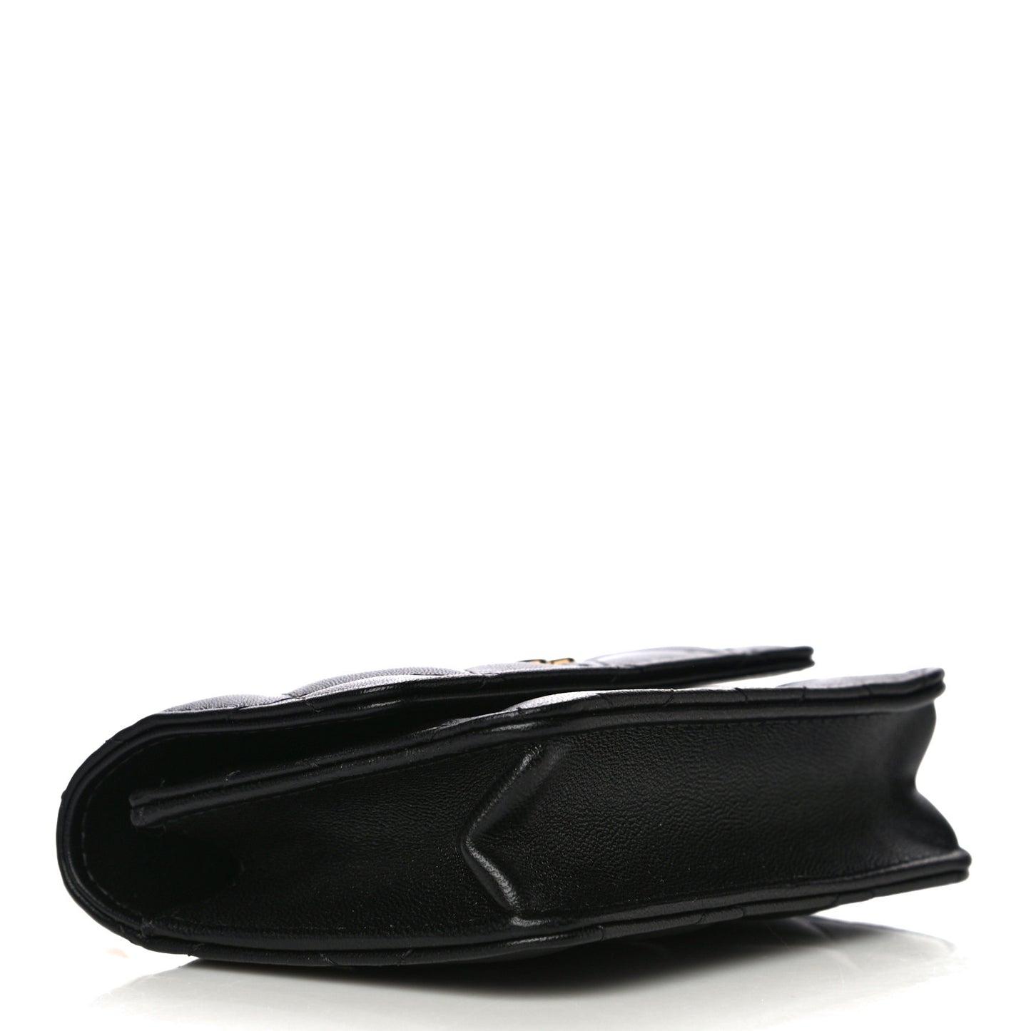 Lambskin Quilted CC Hook Card Holder Black