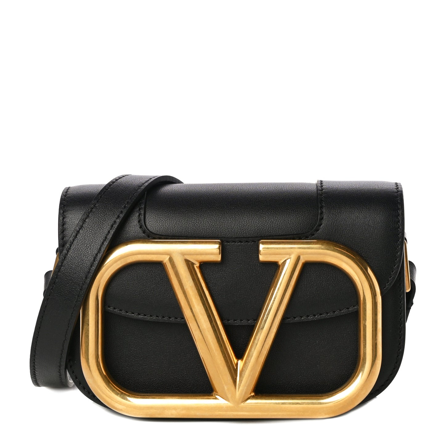 Calfskin Small Supervee Crossbody Bag Black
