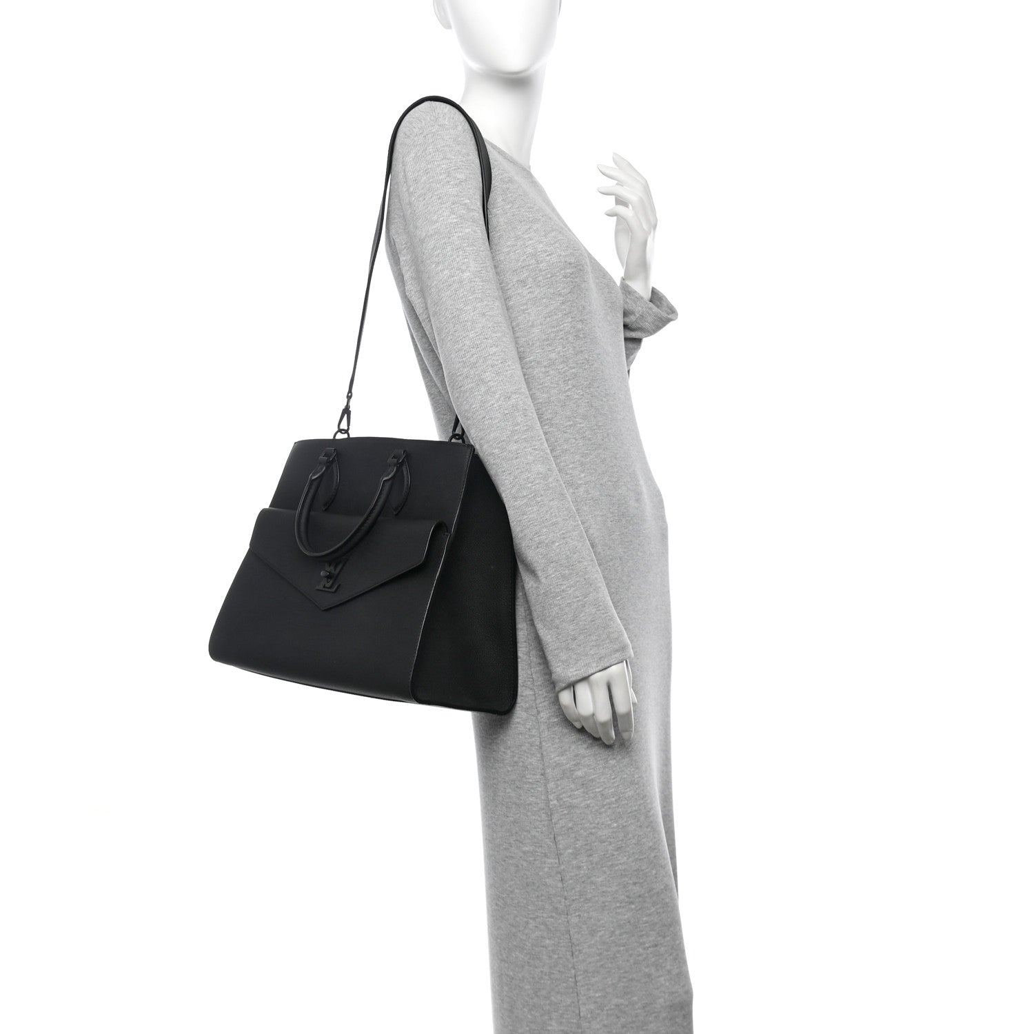 Louis Vuitton Soft Calfskin Lockme Tote MM Black 2 of 9