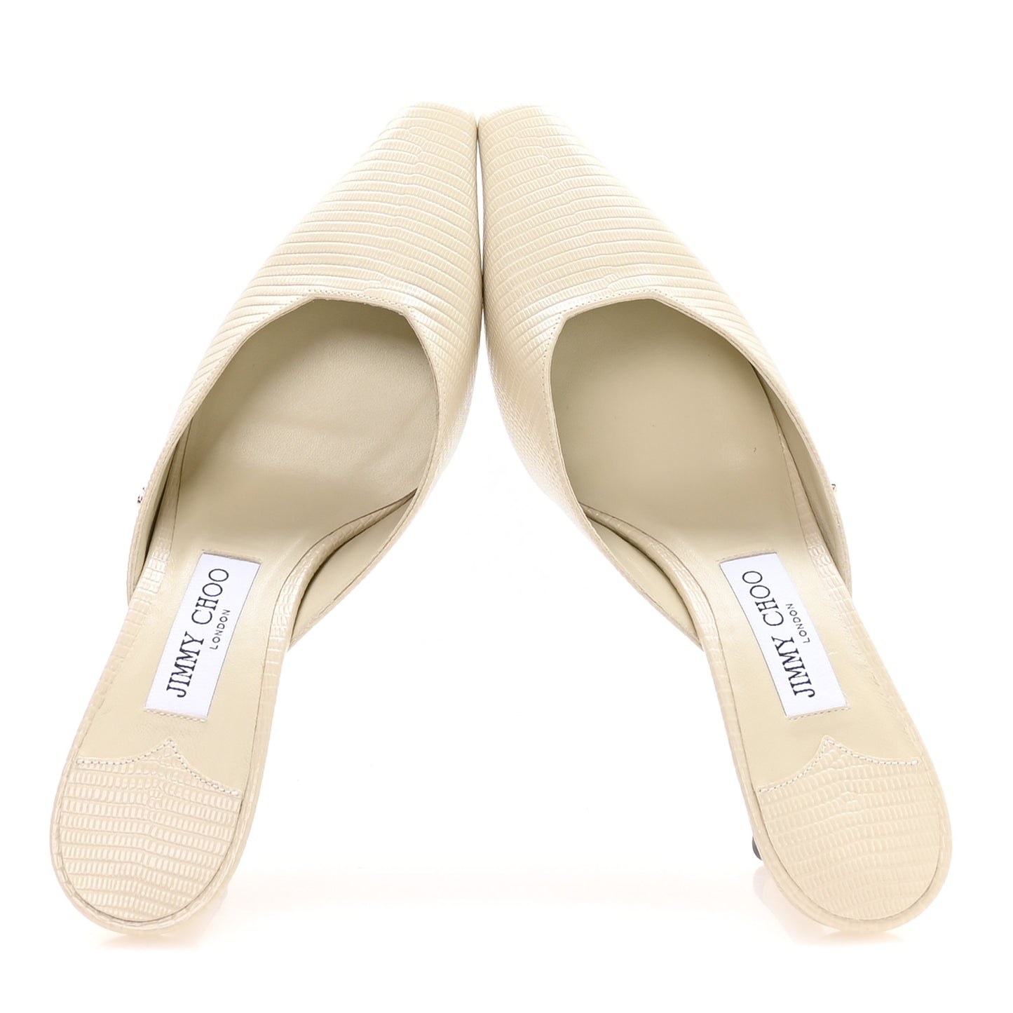 Calfskin Lizard Embossed Vivi 65 Mule Pumps 39.5 Off white