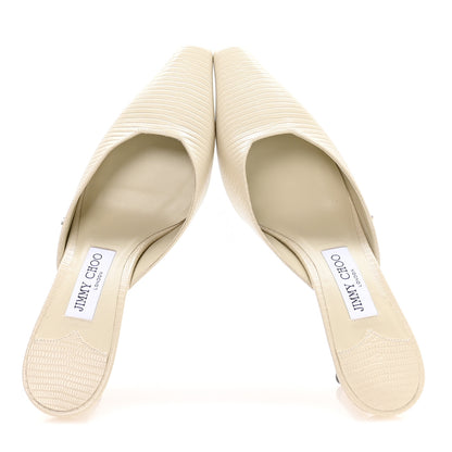 Jimmy Choo Calfskin Lizard Embossed Vivi 65 Mule Pumps 39.5 Off white 2 of 8