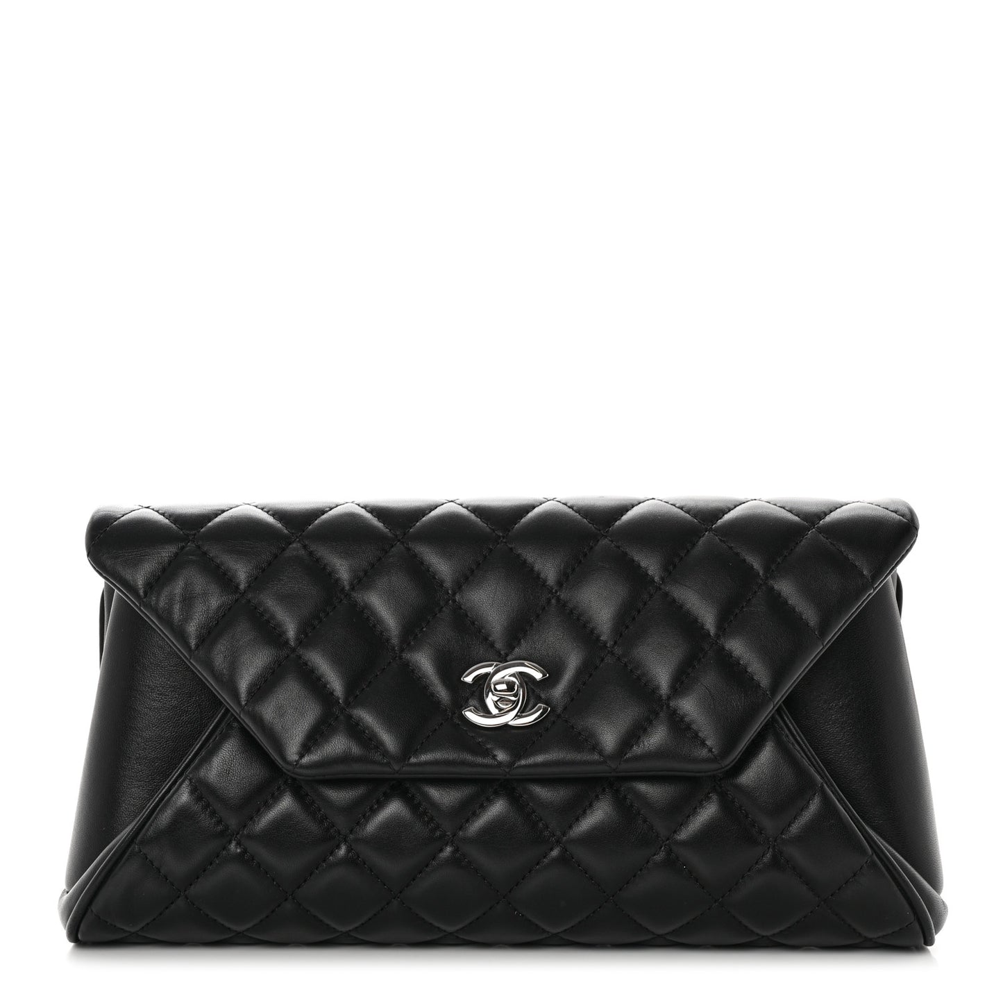Lambskin Quilted Fold Up Again Clutch Black