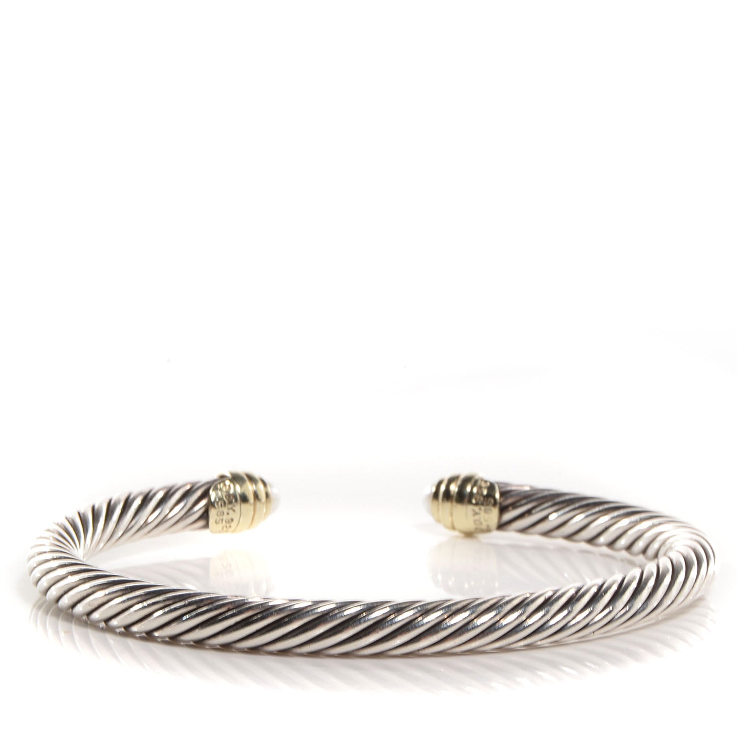 David Yurman Sterling Silver 14K Yellow Gold Pearl 5mm Cable Classics Bracelet 3 of 6