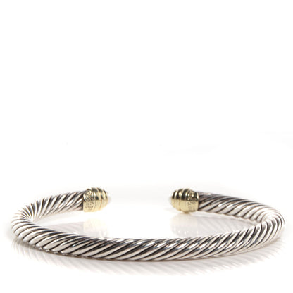 David Yurman Sterling Silver 14K Yellow Gold Pearl 5mm Cable Classics Bracelet 3 of 6