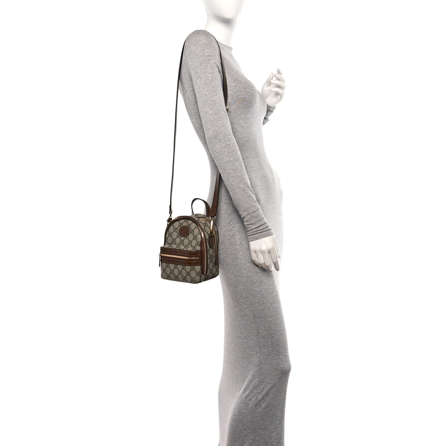 Gucci GG Supreme Monogram Azalea Calfskin Retro Interlocking G Multi-Function Bag Beige Ebony Brown Sugar 2 of 14