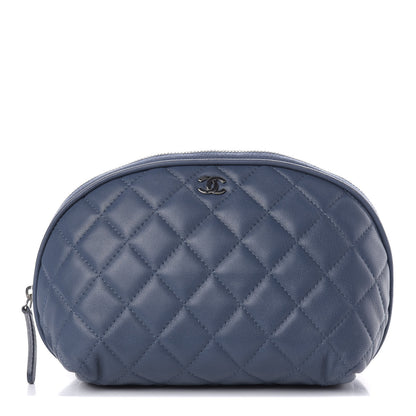 Chanel Lambskin Quilted Small Curvy Pouch Cosmetic Case Navy 1 of 9