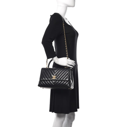 Chanel Calfskin Chevron Quilted Small Coco Handle Flap Black 2 of 12