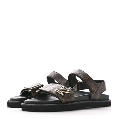 Louis Vuitton Monogram LV Sunset Comfort Flat Sandals 38 Cacao Brown 3 of 8