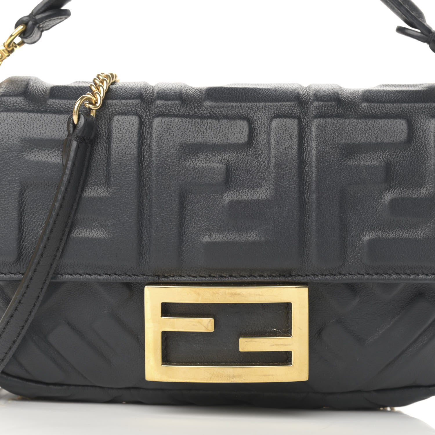 Fendi Nappa FF 1974 Embossed Mini Baguette Black 8 of 12
