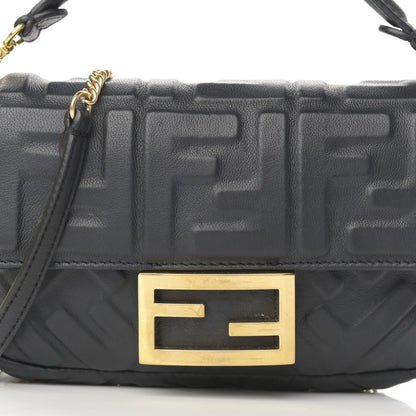 Fendi Nappa FF 1974 Embossed Mini Baguette Black 8 of 12