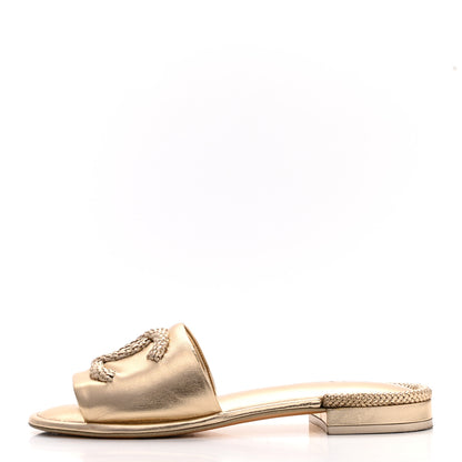 Chanel Metallic Lambskin CC Braided Mules 39.5 Gold 1 of 12