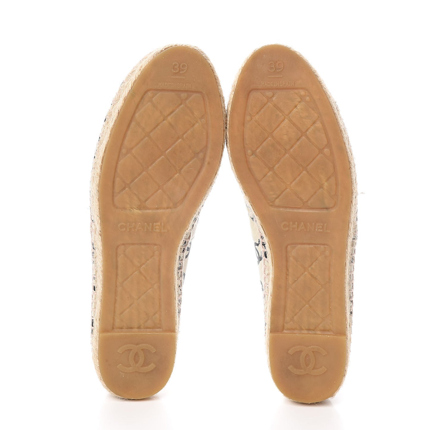 Lambskin Printed CC Espadrilles 39 White Black