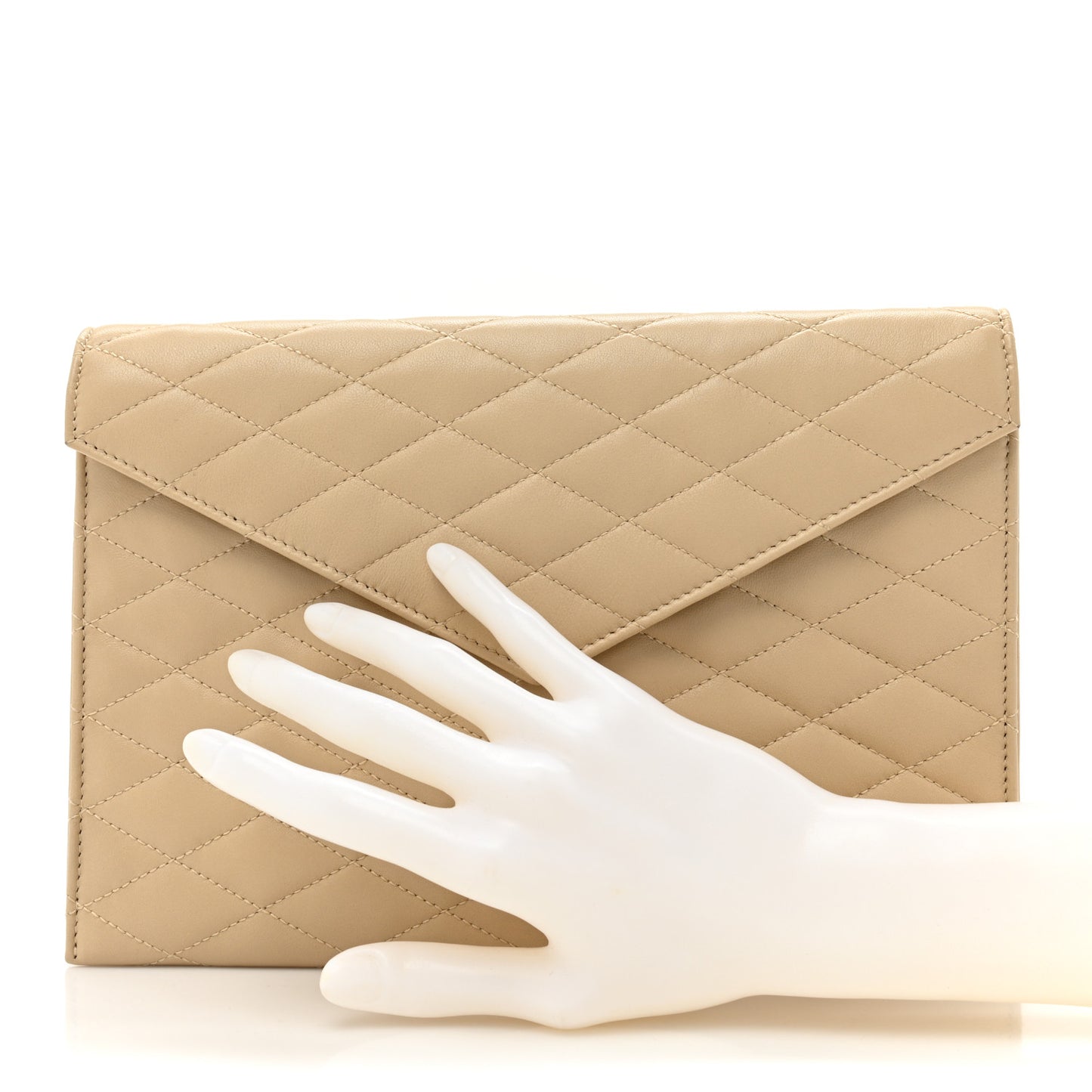 Lambskin Quilted Sade Envelope Clutch Nude Powder