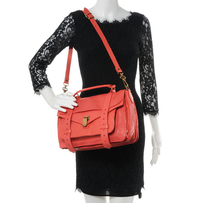 Proenza Schouler Lambskin PS1 Medium Satchel Deep Coral 2 of 12