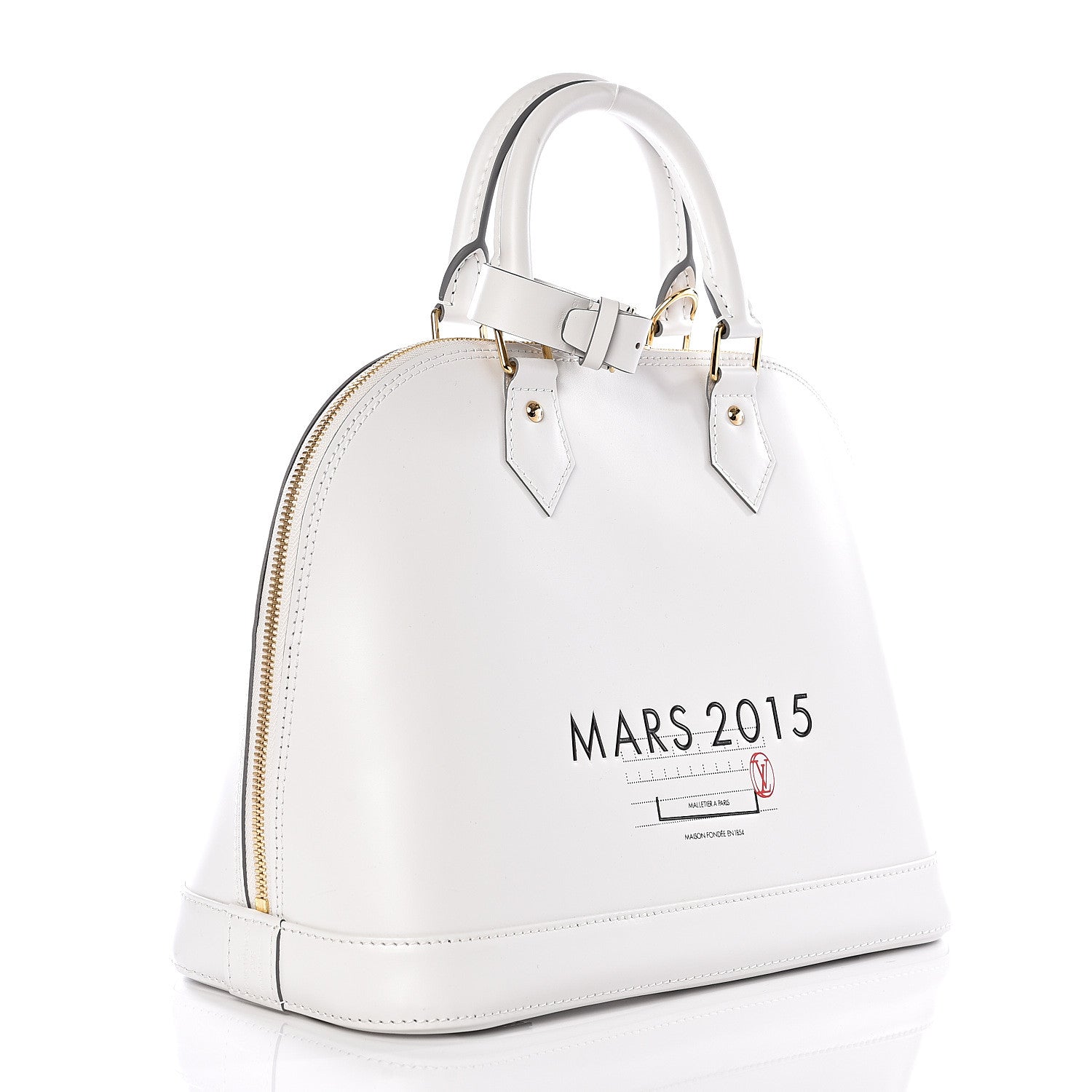 Louis Vuitton Smooth Calfskin Signature Alma PM White 2 of 9