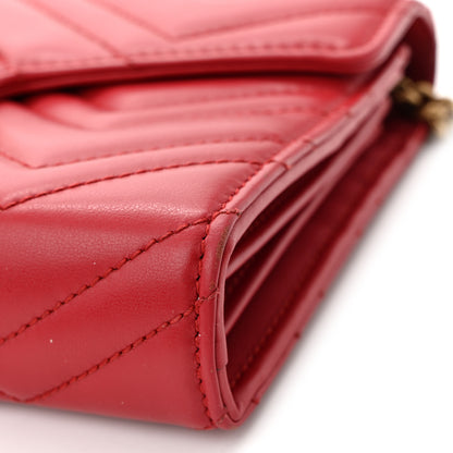 Gucci Calfskin Matelasse GG Marmont Chain Wallet Hibiscus Red 10 of 15