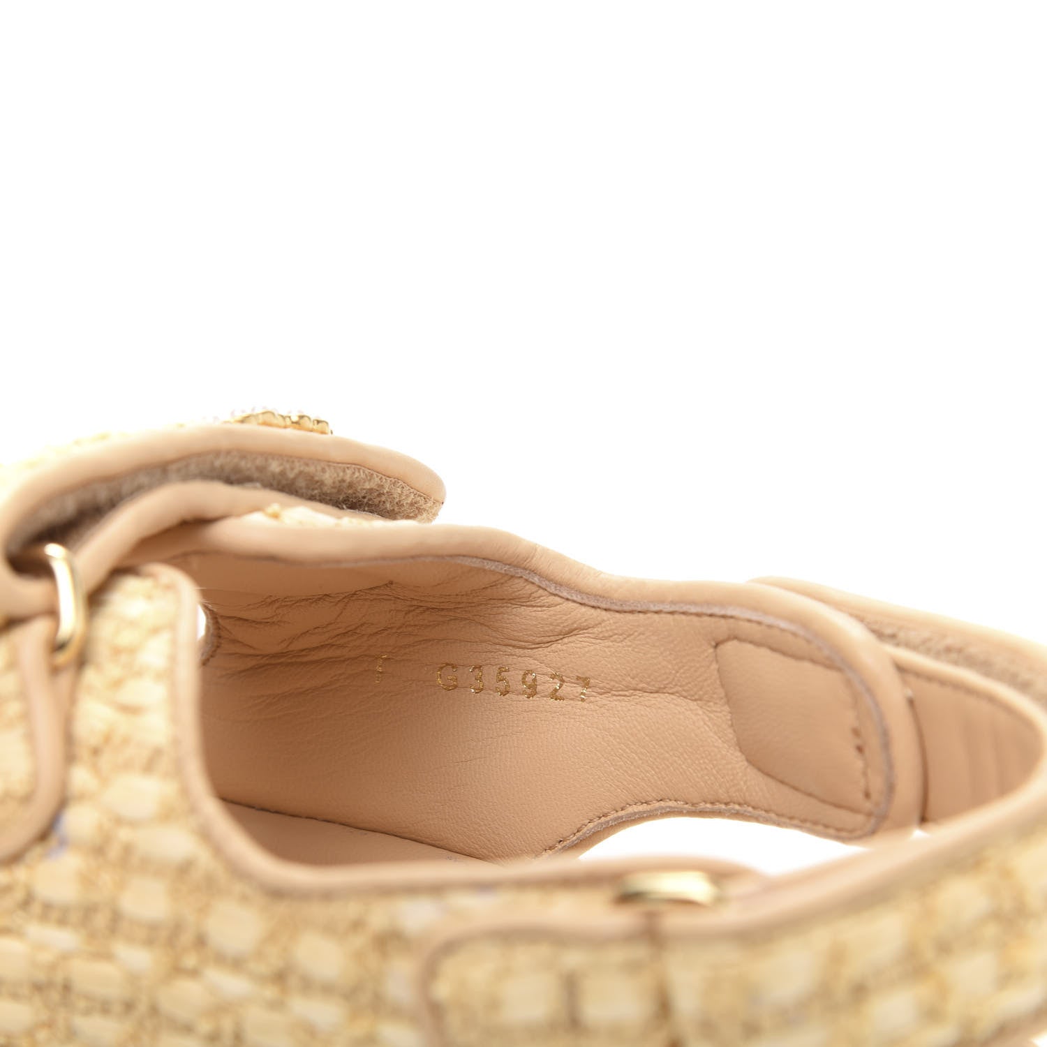 Chanel Braided Fabric Velcro Dad Sandals 38.5 Beige 8 of 9