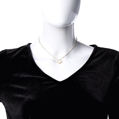 Van Cleef & Arpels 18K Yellow Gold Mother of Pearl Vintage Alhambra Pendant Necklace 2 of 6
