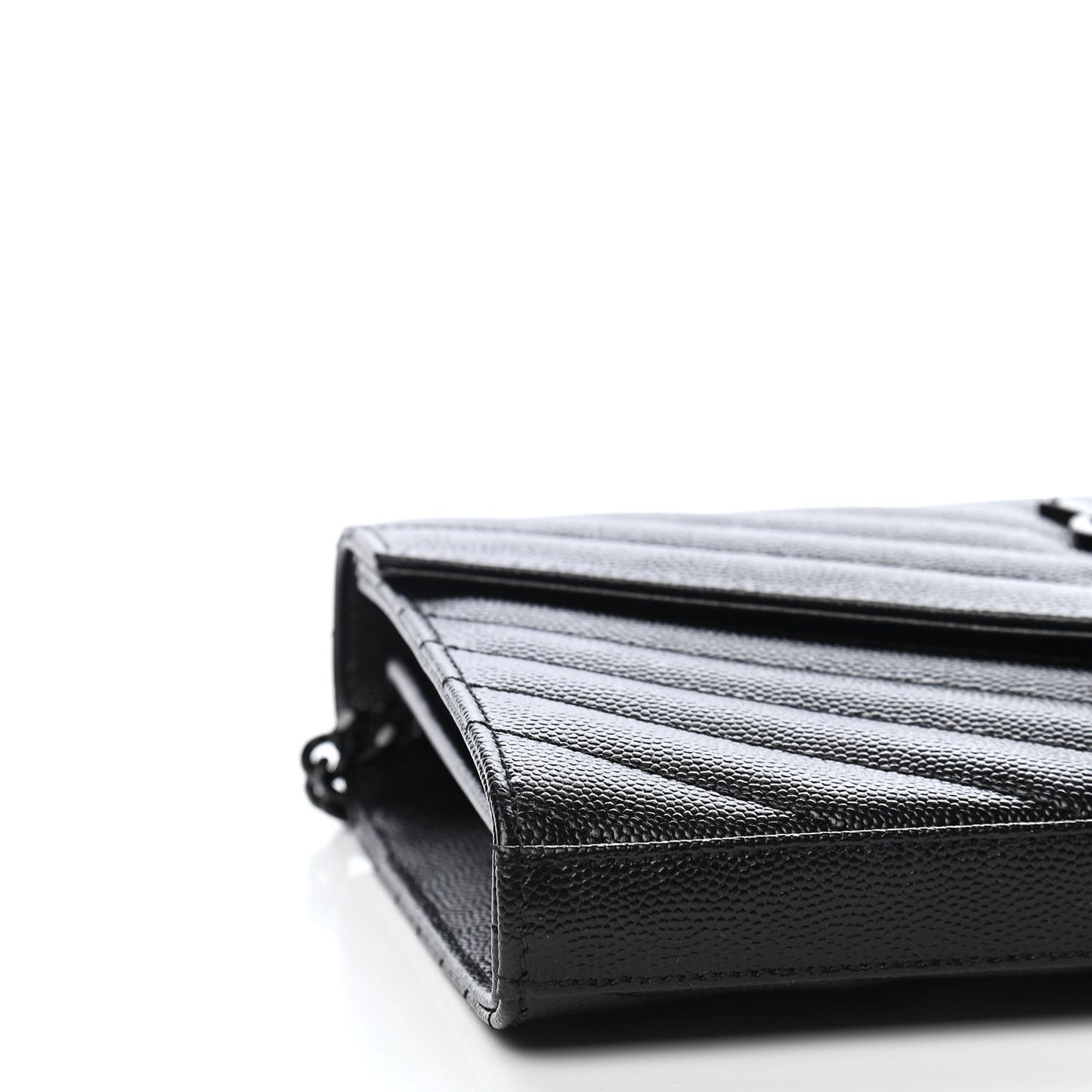 Grain De Poudre Matelasse Chevron Monogram Chain Wallet Black