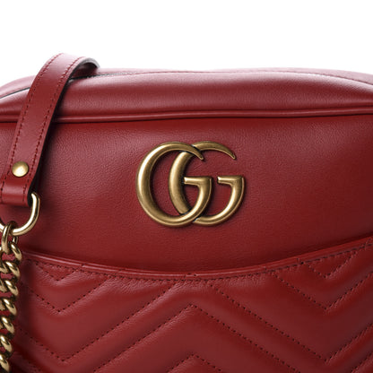 Gucci Calfskin Matelasse Medium GG Marmont Chain Shoulder Bag Hibiscus Red 10 of 10