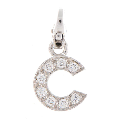 Chanel 18K White Gold Diamond C Charm 1 of 5